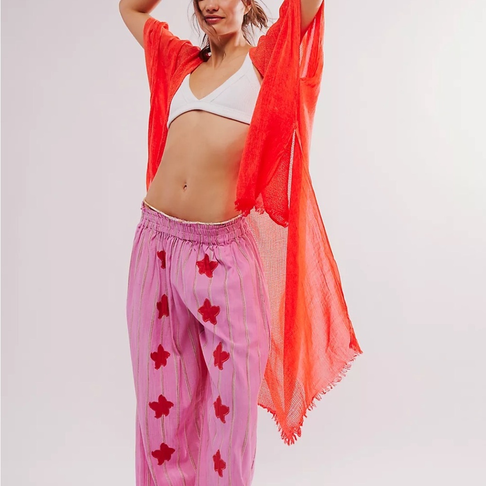 Free People day dream washed duster kimono, terracotta red, BNWT